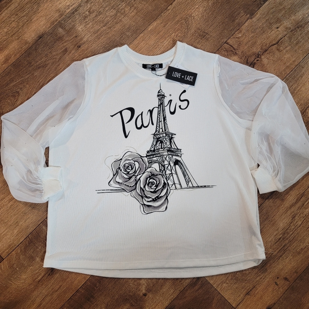Love + Lace "Paris" Long Sleeve Top NWT